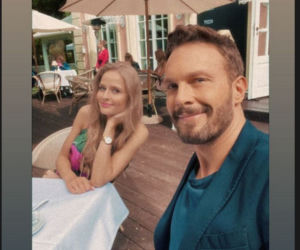 M jak miłość. Leszek (Sławek Uniatowski) i jego nowa kochanka (Dominika Kryszczyńska)