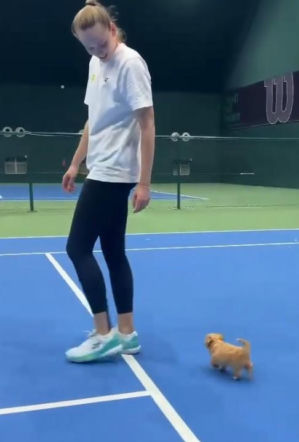 Jelena Rybakina i jej szczeniak Toby