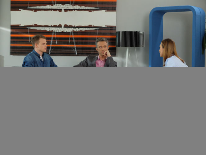 Pierwsza miłość. Maks (Jędrzej Wielecki), Tola (Anna Gzyra), Artur (Łukasz Płoszajski)