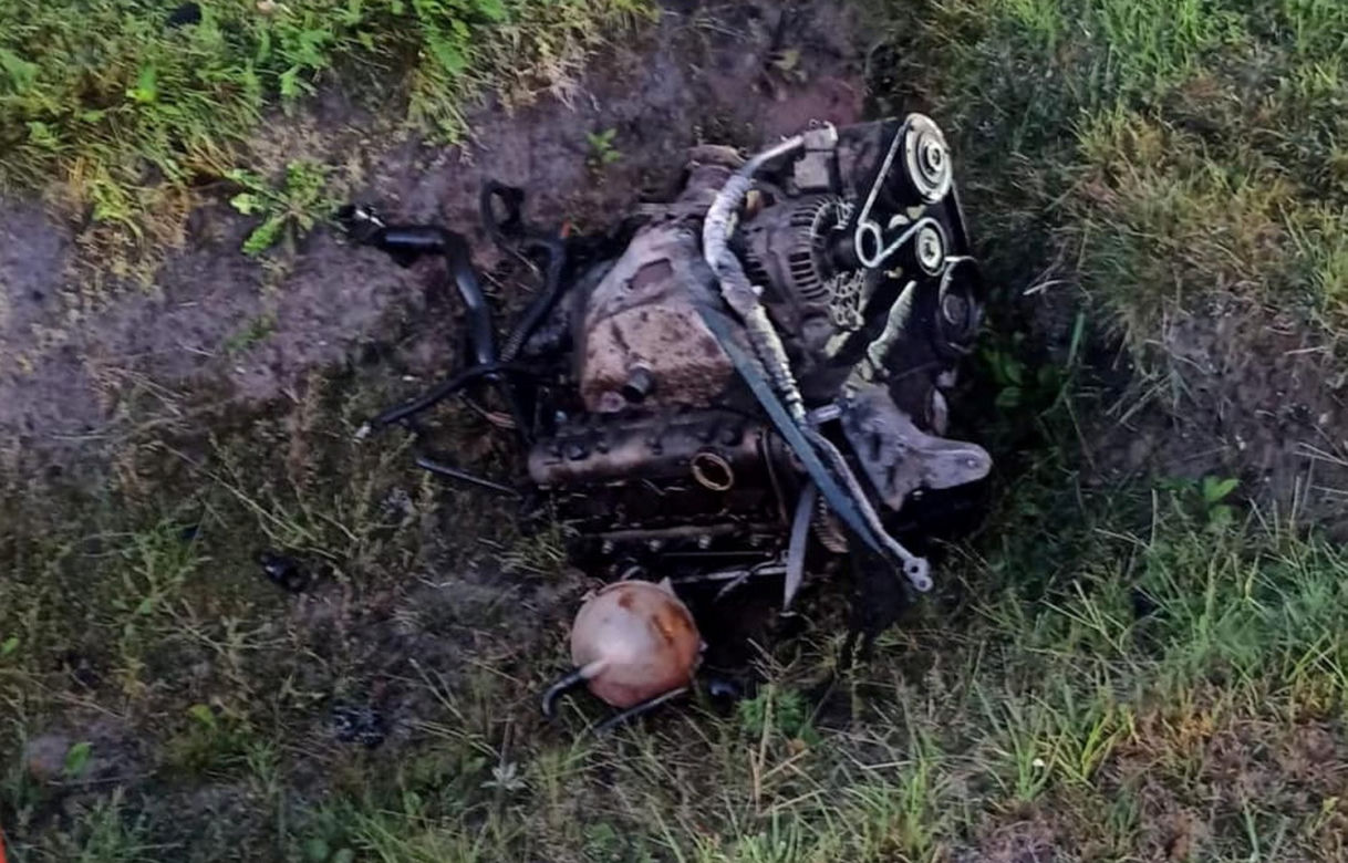 Auto huknęło w ogrodzenie, wypadł z niego silnik. "Kierowca bez oznak życia"