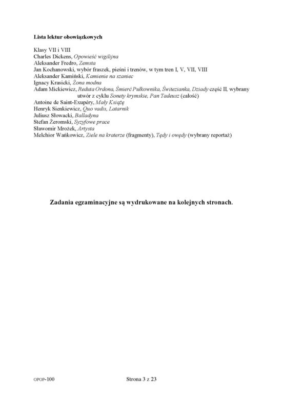 Próbny egzamin ósmoklasisty 2020. Arkusz z języka polskiego