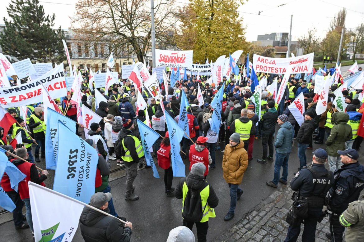 Protest związkowców w Szczecinie