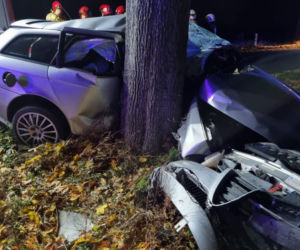 Tragiczny wypadek w gminie Kozłowo. Auto uderzyło w drzewo. Kierowca nie żyje [ZDJĘCIA]