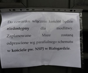 Przechyliła się iglica kościoła w Białogardzie