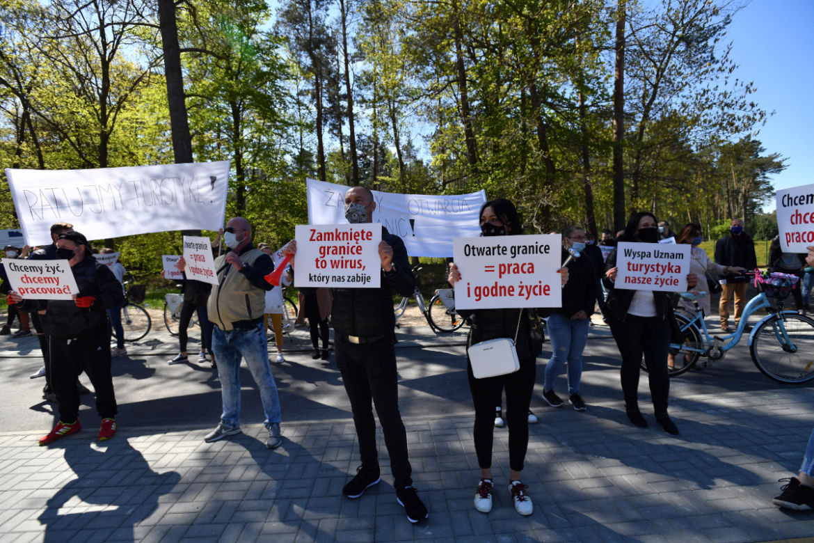 Protesty na granicy w Świnoujściu - 8 maja 2020
