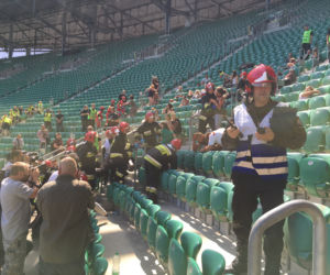 Ćwiczenia służb na wrocławskim stadionie
