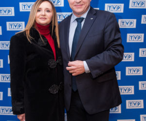 Jacek Kurski z żoną Joanną na premierze filmu „Marusarz. Tatrzański Orzeł”