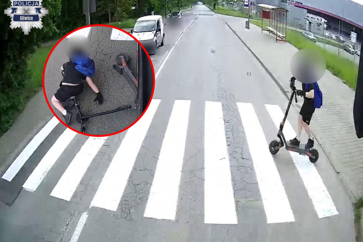 11latek wjechał hulajnoga pod autobus