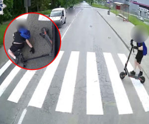11-latek wjechał na hulajnodze pod autobus! Wideo w sieci
