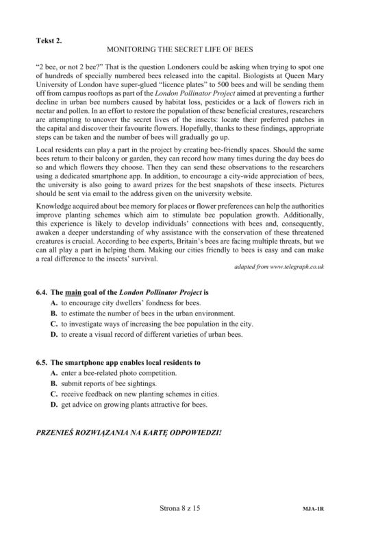 ARKUSZ CKE - J. angielski p. rozszerzony - 10.06.2020