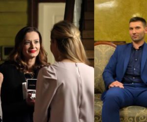 Przyjaciółki.  Inga (Małgorzata Socha), Zuza (Anita Sokołowska), Anka (Magdalena Stużyńska), Patrycja (Joanna Liszowska)/ Konrad Rybak z Kto poślubi mojego syna