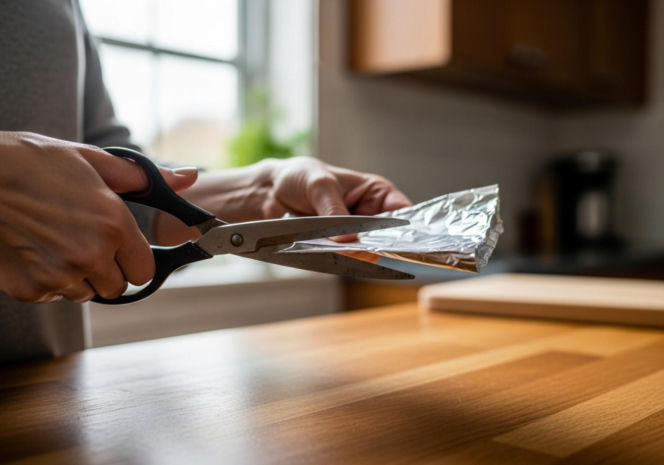 Ostrzenie nożyczek folią aluminiową