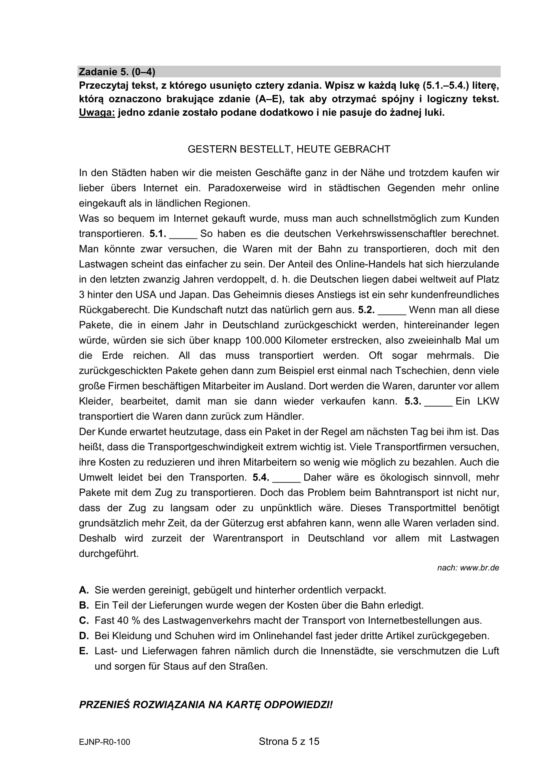 Matura próbna 2021: Język niemiecki [POZIOM ROZSZERZONY] Arkusze CKE i odpowiedzi