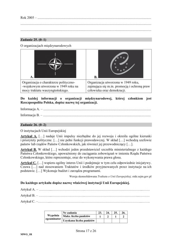 Matura: WOS. Zadania z 2018 ROKU,  akusze CKE