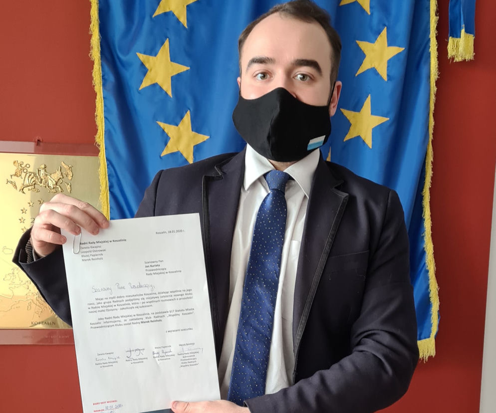 Stało się - zakładamy Klub Radnych Wspólny Koszalin w Radzie Miejskiej w Koszalinie! To trzeci Klub - po Klubie KO i PiS - w Radzie - mówi Błażej Papiernik (na zdjęciu)