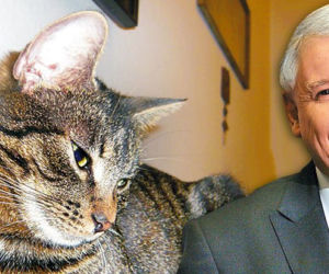 Jarosław Kaczyński z kotem Fioną