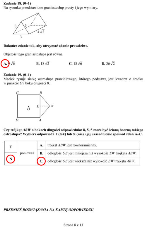 egzamin gimnazjalny 2014 matematyka