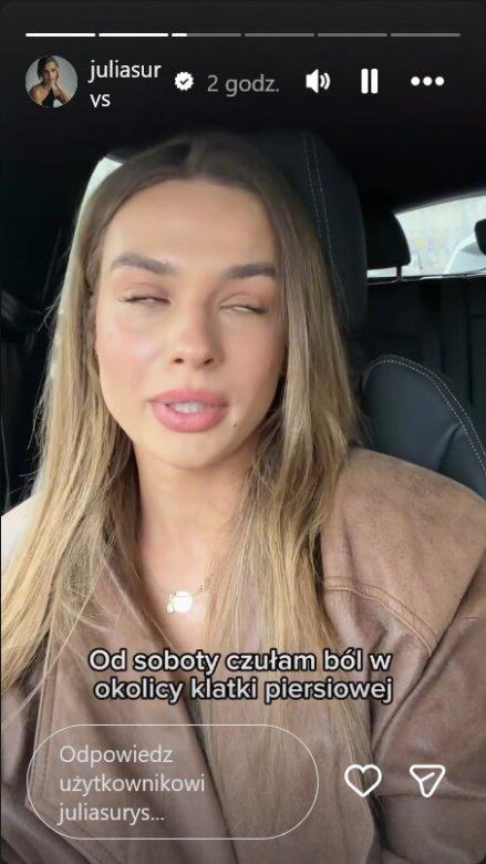 Co się działo z Julią Suryś?! Ból w klatce, problemy z oddechem i pilne badania