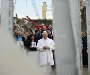 Papież w miejscu ogromnego wybuchu. Poruszające słowa
