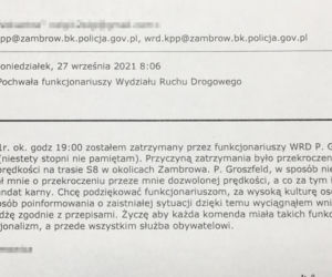 Zambrów. Kierowca dostał mandat. Wysłał list z podziękowaniami [ZDJĘCIA]