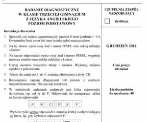 Próbny EGZAMIN GIMNAZJALNY grudzień 2011 - język ANGIELSKI: jakie były PYTANIA, ARKUSZE, ODPOWIEDZI, PRZECIEKI