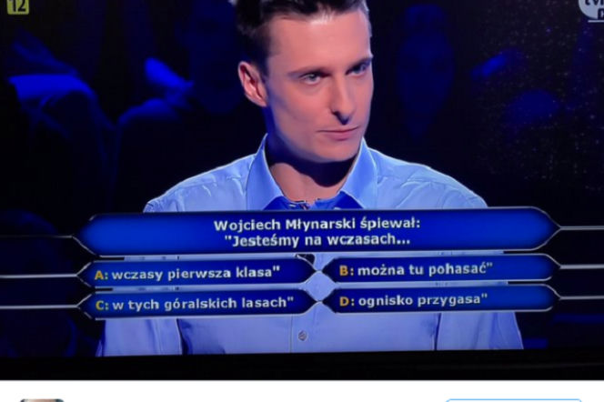 Milionerzy: 'Jesteśmy na wczasach ....' Potrafisz dokończyć tekst piosenki?