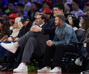 David Beckham na meczu koszykówki w Chinach