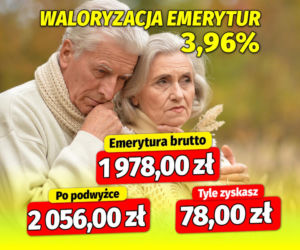 Waloryzacja emerytur 3,96 procent