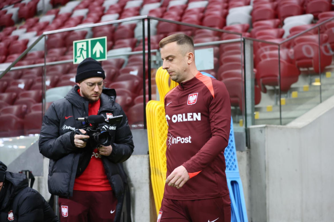 Trening reprezentacji Polski na PGE Narodowym przed meczem barażowym z Estonią o Euro 2024