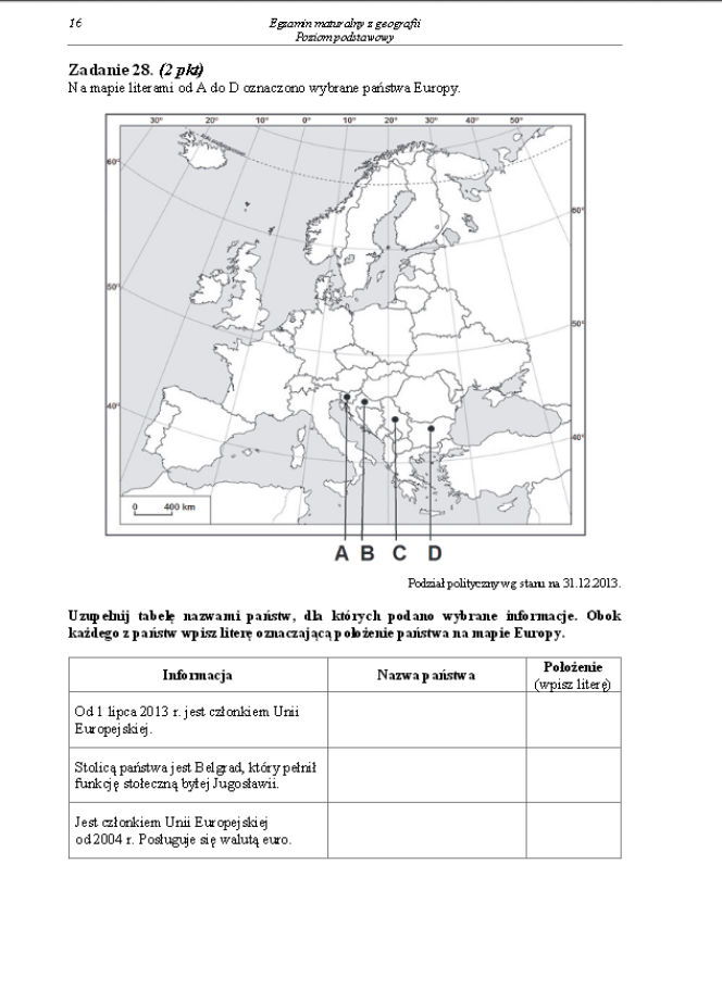 Arkusz geografia podstwowy matura 2014
