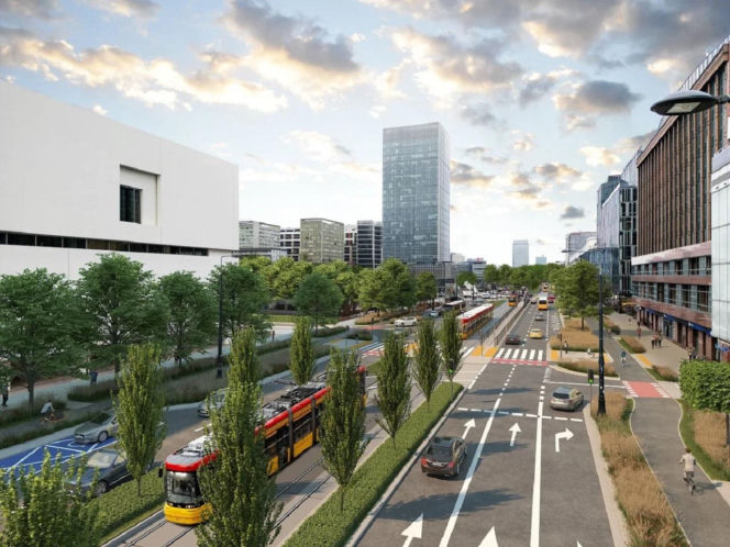 Wizualizacja przejścia przez ul. Marszałkowską na wysokości ul. Sienkiewicza