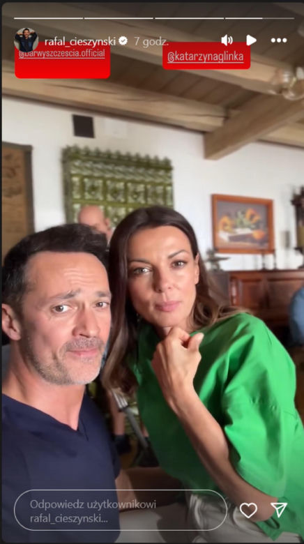Barwy szczęścia na planie. Kasia (Katarzyna Glinka), Mariusz (Rafał Cieszyński)
