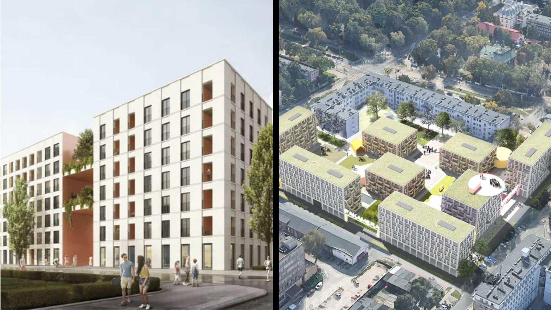 Wizualizacja osiedla planowanego przy ul. Ratuszowej w Warszawie w ramach programu Mieszkanie Plus