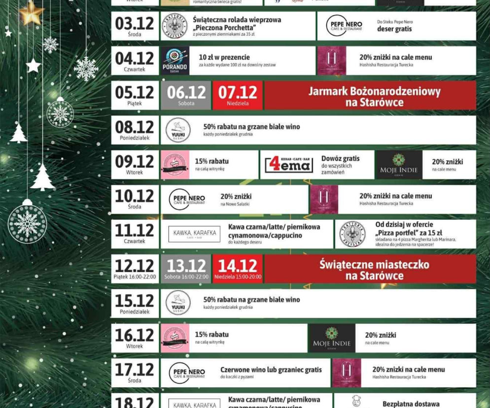 Adwentowy Kalendarz Wydarzeń - sposobem na ożywienie konińskiej Starówki