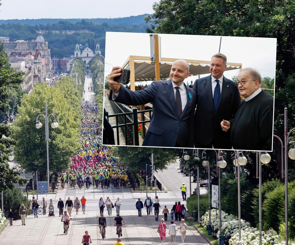 Tłum pielgrzymów na Jasnej Górze. Na miniaturze Dariusz Matecki, Przemysław Czarnek i o. Rydzyk. Relacja na SE.