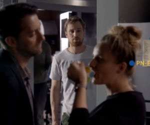 Singielka odc. 38. Tomasz (Mateusz Janicki), Elka (Paulina Chruściel), Mikołaj (Filip Bobek)
