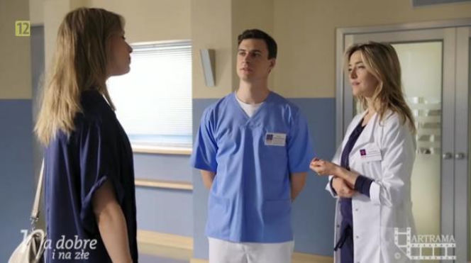 Na dobre i na złe. Hana Goldberg (Kamilla Baar), Krzysztof Radwan (Mateusz Damięcki), Anna (Natalia Klimas)