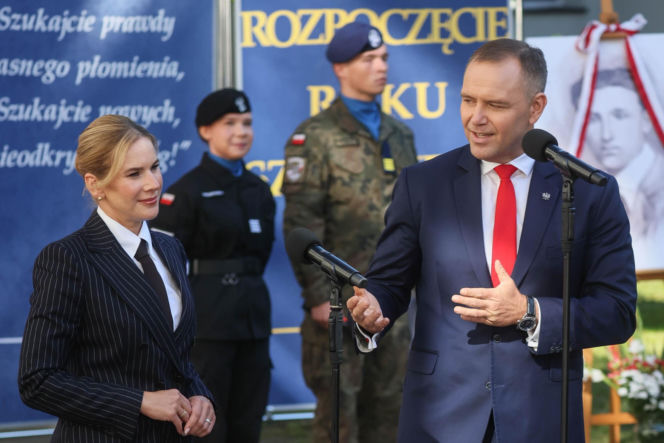 Karol i Marta Nawroccy na rozpoczęciu roku szkolnego