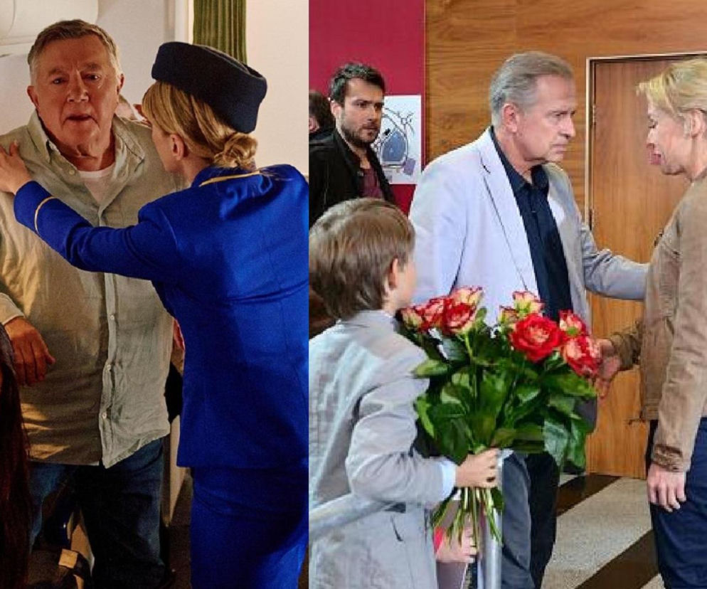 Włodek Zięba w samolocie. Obok na miniaturze scena z Klanu na lotnisku. O śmierci Marii przeczytasz na Eska.