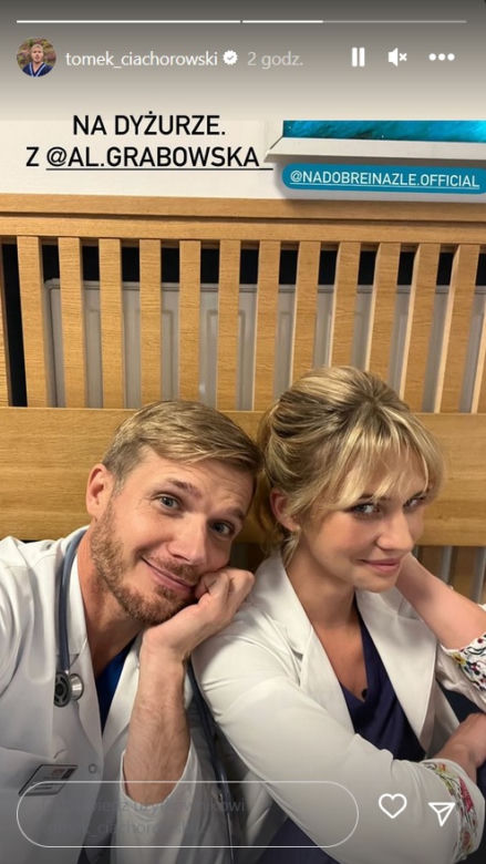 Na dobre i na złe na planie. Maks Beger (Tomasz Ciachorowski), Gloria (Aleksandra Grabowska)