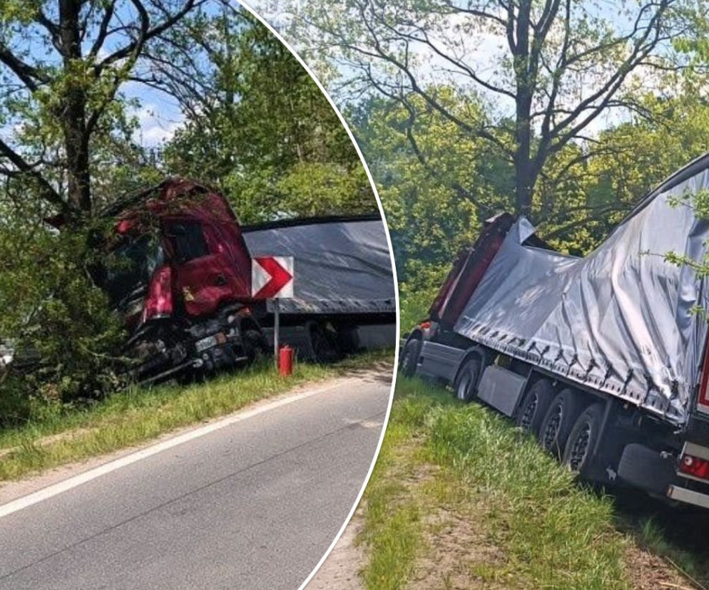 Ciężarówka po uderzeniu w drzewo zaczęła się palić. Kierowca był kompletnie pijany 