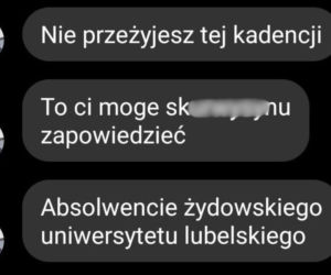 Prezydent Zamościa  napisał o hejterskiej wiadomości. Opublikował  print screen z komunikatora