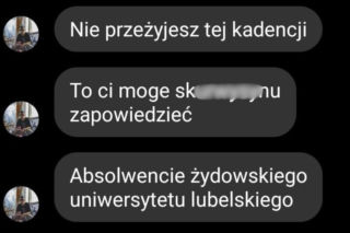 Prezydent Zamościa  napisał o hejterskiej wiadomości. Opublikował  print screen z komunikatora