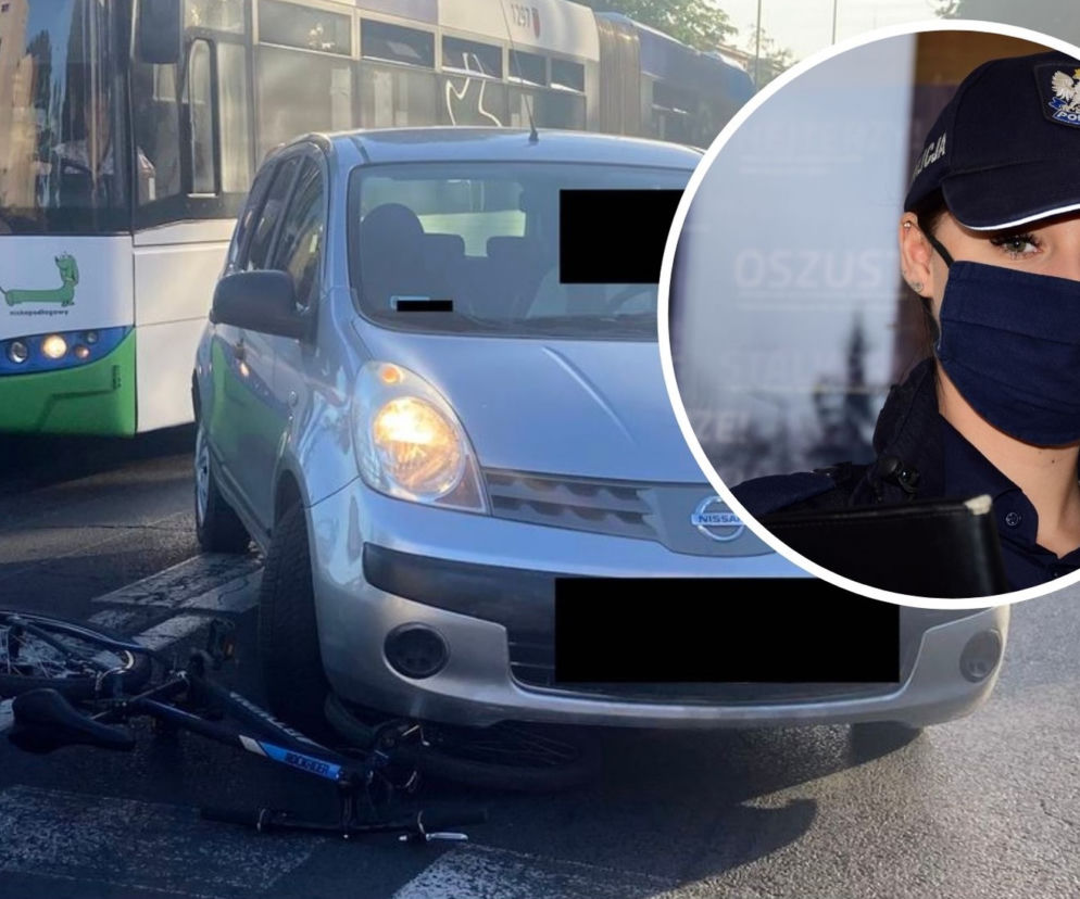 Szczecin. 12-latka na rowerze potrącił samochód. Na pomoc ruszyła młoda policjantka