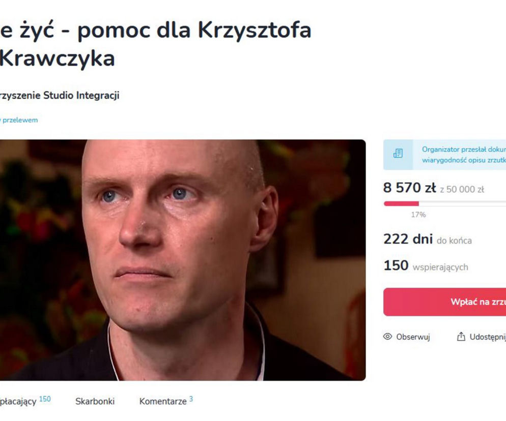 Syn Krawczyka zbiera pieniądze by żyć