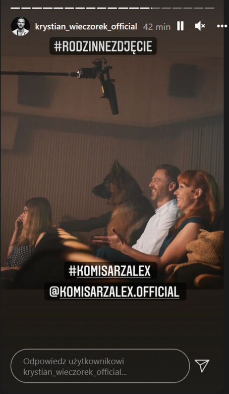 Komisarz Alex. Krystian Wieczorek (Piotr Górski), Magdalena Walach (Lucyna) na planie