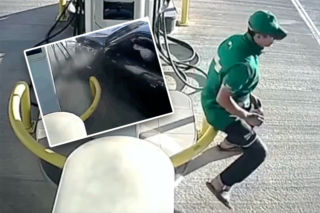 O włos od śmierci! Pracownik stacji benzynowej UCIEKŁ w ostatniej chwili - WIDEO