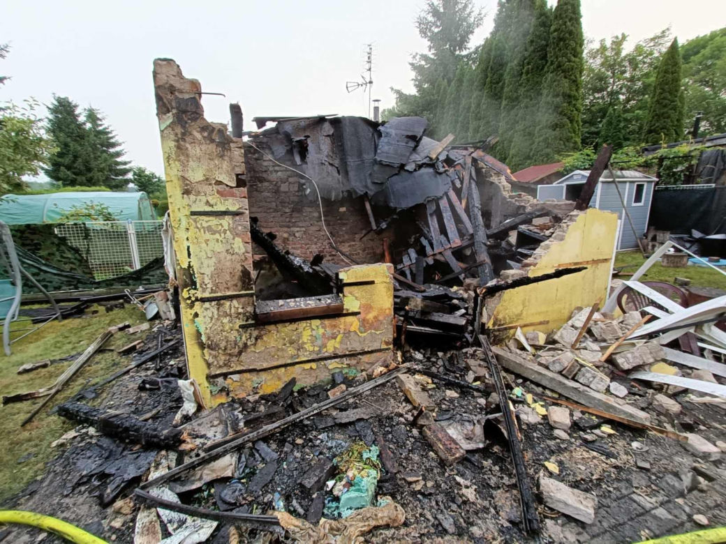 Sobotni pożar altany na ogródkach działkowych w Katowicach