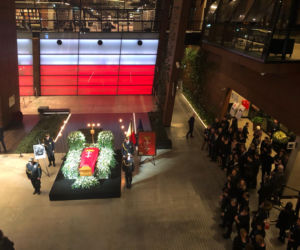 Trumna prezydenta Gdańska Pawła Adamowicza w Europejskim Centrum Solidarności
