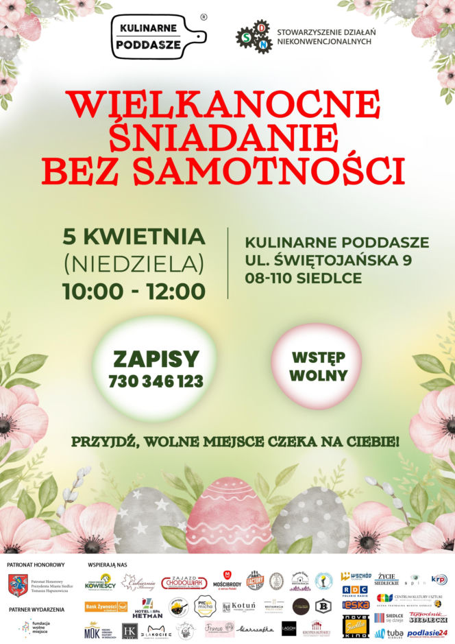 Świąteczne Śniadanie bez Samotności w Niedzielę Wielkanocną w Kulinarnym Poddaszu w Siedlcach
